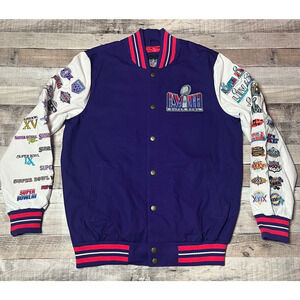 Super Bowl LVIII Jacket Men's Large Purple Varsity Style NFL Football Sportswear
